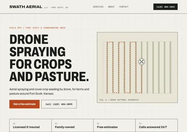 Design direction A · Field Map for Swath Aerial's home page